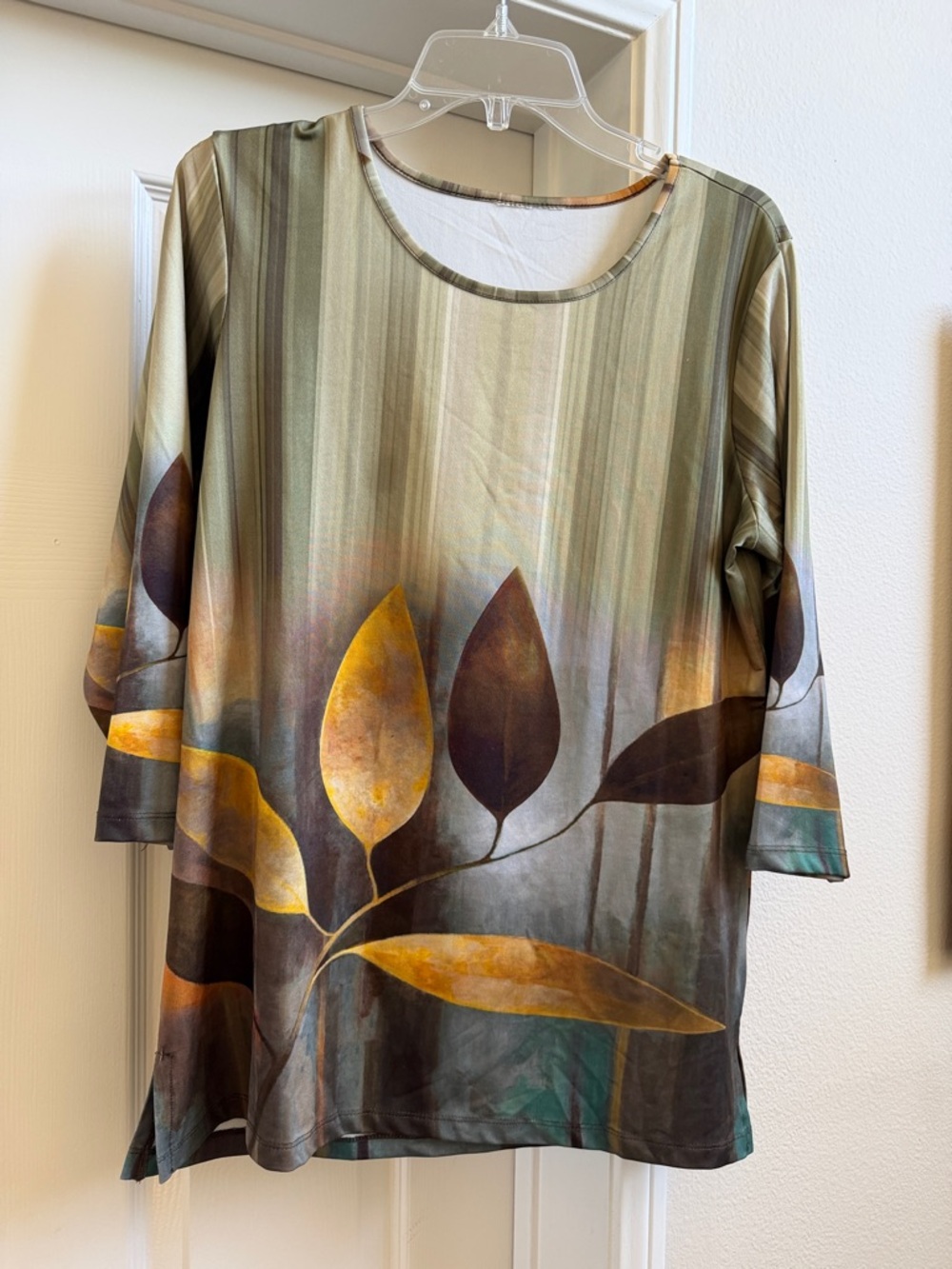 Olive, Gold & Brown Botanical Stripe Tunic